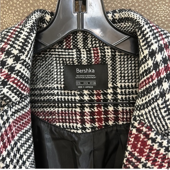 Bershka Wool Blended Plaid long Coat - Picture 3 of 10